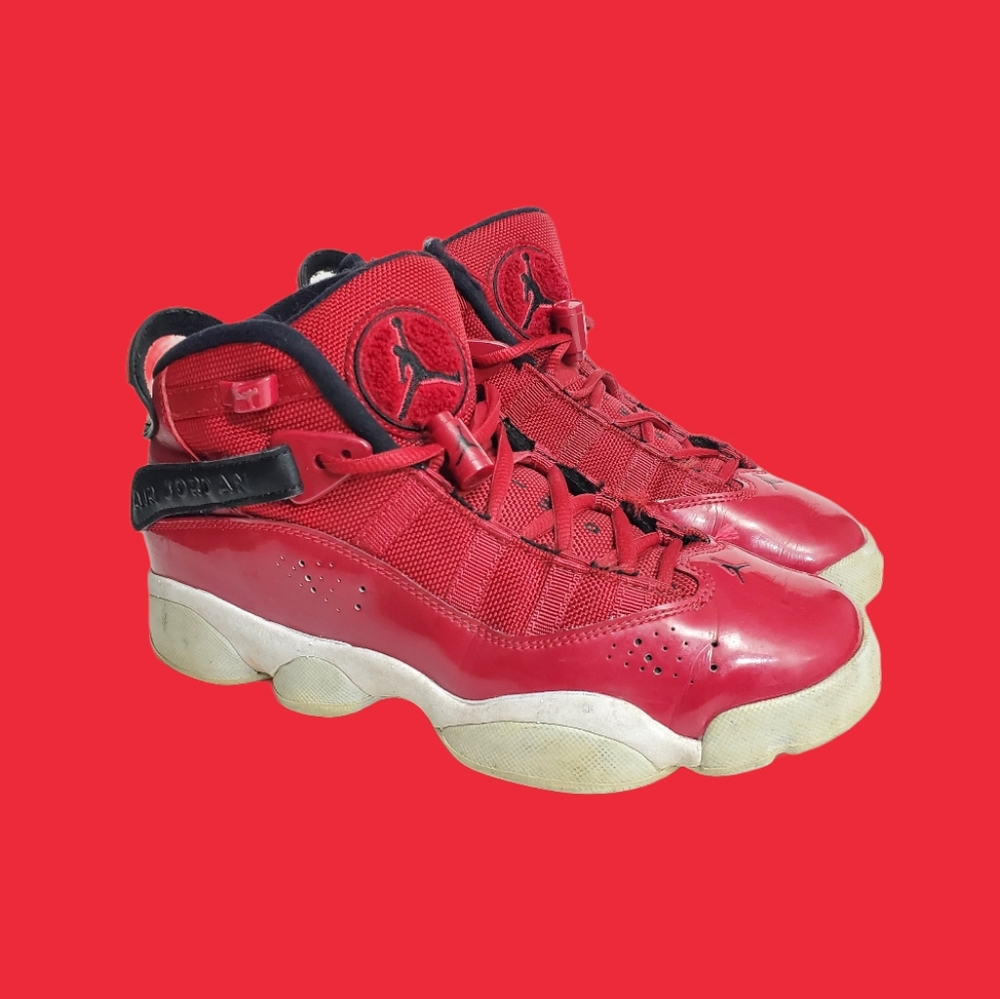 Nike Air Jordan 6 Rings Basketball Red / Black Size 5.5 Youth / 7 Women